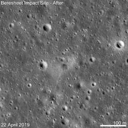 Comparaison de la surface lunaire avant et après l'impact avec la sonde.