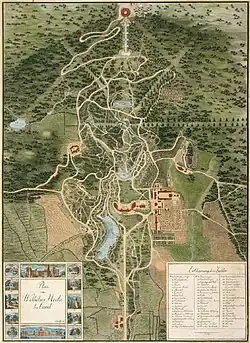 Plan de 1810 du parc Wilhelmshöhe.