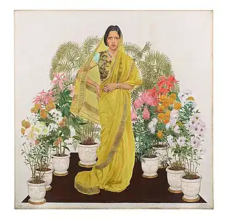 La maharani d’Indore en costume traditionnel (1933-1934), huile sur toile, Collection Al Thani.