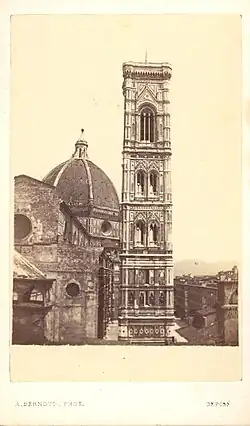 Dôme et campanile de Florence, vers 1860.
