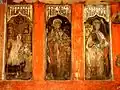 Retable du croisillon nord, panneau peint - effigies de trois saints.