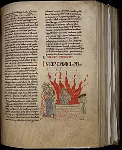 Bible d’Étienne Harding, ms. 14, incipit du livre de Daniel, f. 64 r