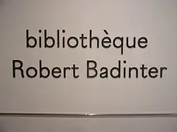 Panneau de présentation de la bibliothèque « Robert Badinter », au 30e étage.
