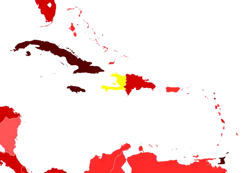 Carte colorée des Caraïbes