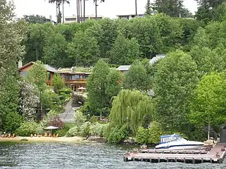 Maison de Bill Gates, et lac Washington, à quelques km