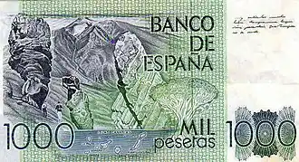 Billet de banque vert avec un dessin du Teide.
