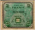 Billet de 2 anciens francs français type 1944 complémentaires (recto).
