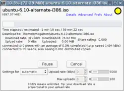 Description de l'image Bittornado screenshot showing use of IEC and SI prefixes.png.