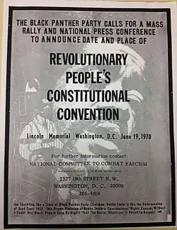 Affiche des Black Panthers appelant à la convention des Black Panthers à Washington D.C