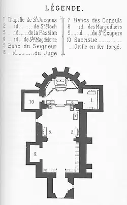 Plan de l'église au temps des capitouls.