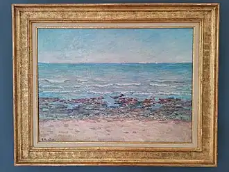 Blanche Hoschédé, Plage de la côte normande, n.d., huile sur toile, 53 × 74 cm, Musée de Vernon, Vernon.