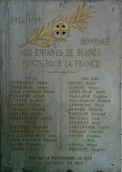Plaque chronologique 1914-1919.