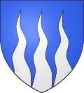 D'azur, à trois flammes d'argent mouvantes de la pointe. Blason erroné d'Olivier de Termes peint dans la salle des croisades, version 1.