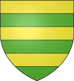 Jusqu'en 1486 : fascé d'or et de sinople, de Crussol