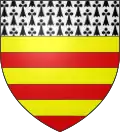 Blason : Famille de Clermont- Lodève : Fascé d'or et de gueules de six pièces et un chef d'hermine.
