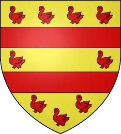 Branche aînée(sires de Mello) :d'or, à deux fasces de gueules, accompagnées de neuf merlettes du même en orle