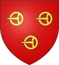 De gueules à trois fermaux d'or (blason Gabriel de la Vallée).