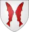Blason avec 2 poissons rouges adossés debout sur fond blanc