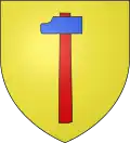 Blason de Spechbach-le-Haut : D'or au marteau d'azur, la panne à dextre, emmanché de gueules, posé en pal.