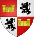 Blason : Famille de Castelnau-Bretenoux : De gueules à un château d'or, écartelé de Calmont.