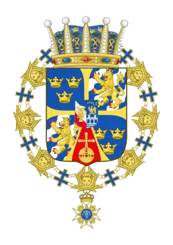 Armoiries du prince Sigvard, duc de Uppland de 1907 à 1934.