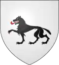Famille Du Bosc de la Villeméno : D'argent au loup passant de sable, armé et lampassé de gueules