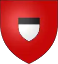 Blason : Famille Pelet : Parti d'argent, au chef de sable et à la bordure de gueules.