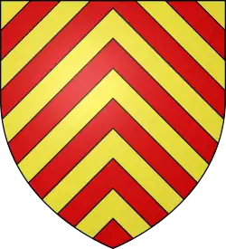 Blason avec des chevrons rouges sur fond jaune