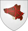 Blason de la ville d'Achères : d'argent à la tête d'ours au naturel emmuselé de gueules et annelé d'or