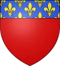 Blason attribué par Philippe Auguste (1185) : de gueules plain au chef de France ancienne.