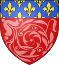 Blason du XVe au XVIIe&nbsp;siècle : diapré de gueules au chef de France ancienne.