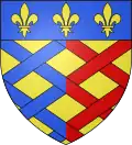 Blason attribué par Charles d'Hozier (~1696) : d'or à un fretté parti d'azur et de gueules, au chef de France moderne.