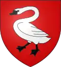 Blason au XVIe&nbsp;siècle : de gueules au cygne d'argent (becqué et membré de sable).