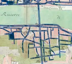 Le tracé des rues redessinées du faubourg Vienne après la construction du pont Jacques-Gabriel