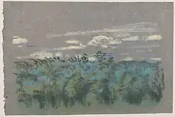 Blue Thicket, pastel sur papier gris (18.6 x 27.8 cm).