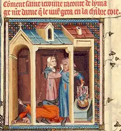 Fol36 Le juif jette l'image de la Vierge dans une chambre fermée