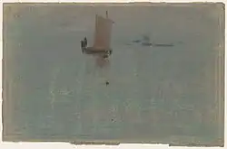 Boats at Evening, pastel sur papier vélin (14.6 x 22.5 cm).