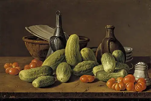 Nature morte aux concombres et tomates1774Musée du Prado