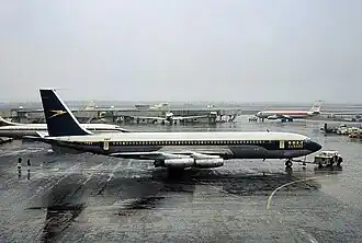 G-ARWE, le Boeing 707 de la BOAC impliqué dans l'accident, photographié en juin 1965.