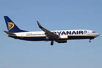 Le 737-800 impliqué dans l'accident, alors qu'il opérait pour Ryanair, ici en mars 2011.