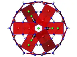 Cage ouverte de cuivre, projetée selon la direction [111].