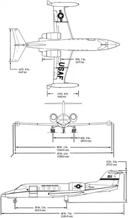 Description de l'image Bombardier C-21A 3-view line drawing.png.