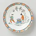 Motif tiré du conte Shiba Onko, porcelaine japonaise peinte en Hollande, 1700-1725