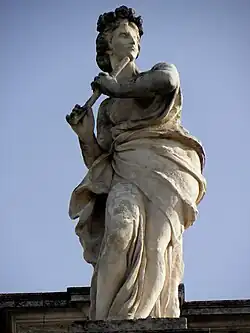 Euterpe, muse de la musique ; attributs : flûte, couronne de rose ; Van den Drix.