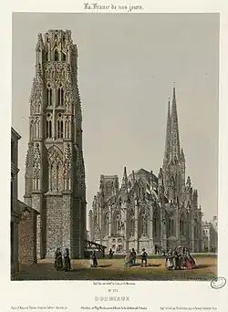 Lithographie de la tour au XIXe&nbsp;siècle.