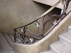 Rampe en fer forgé et verre de la Bourse du Travail à Bordeaux, 1938.