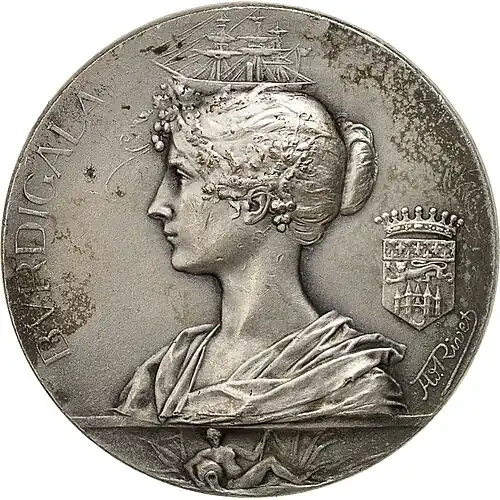 XIIIe&nbsp;Exposition de Bordeaux (1895), avers (« Burdigala »).