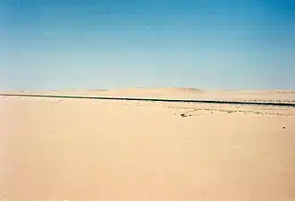 Passage de la frontière dans le désert