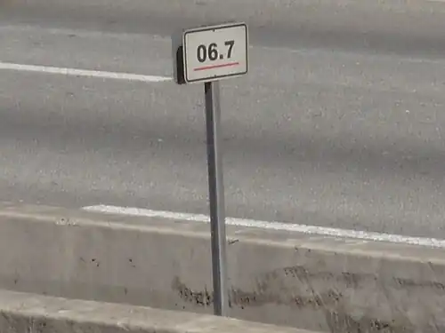 Borne-repère vue par les véhicules circulant sur le périphérique intérieur