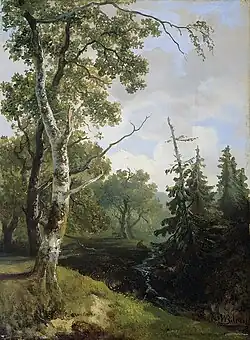 J.W. Bilders: View of the Forest near Wolfheze, c. 1870-85; oil-painting